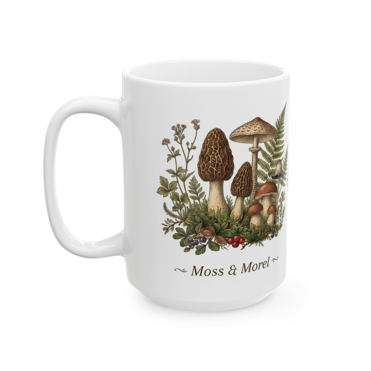 Moss & Morel Botanical Ceramic Mug-White