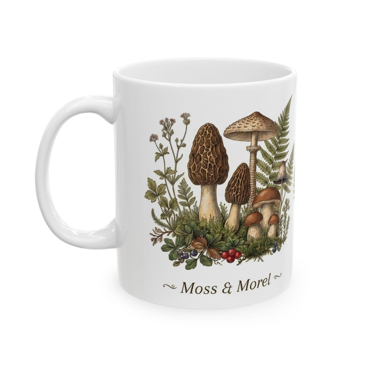 Moss & Morel Botanical Ceramic Mug-White