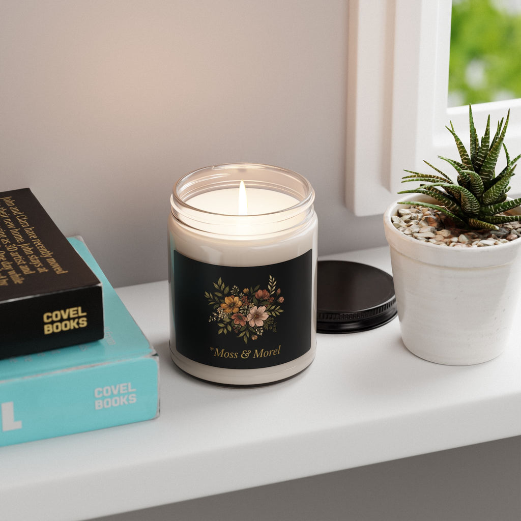 Moss & Morel Scented Soy Candle- 9oz Floral Botanical Jar Candle