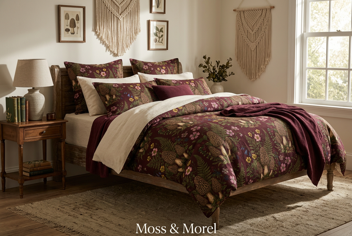 Moss & Morel Premium Linen Duvet Cover - Deep Wine
