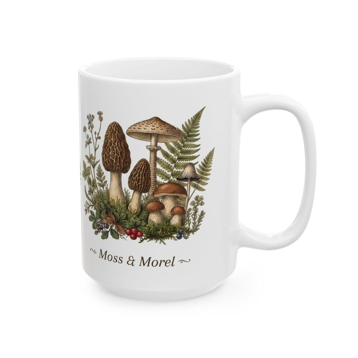 Moss & Morel Botanical Ceramic Mug-White
